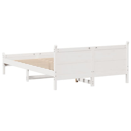 Bed Frame without Mattress White 150x200 cm King Size Solid Wood Pine