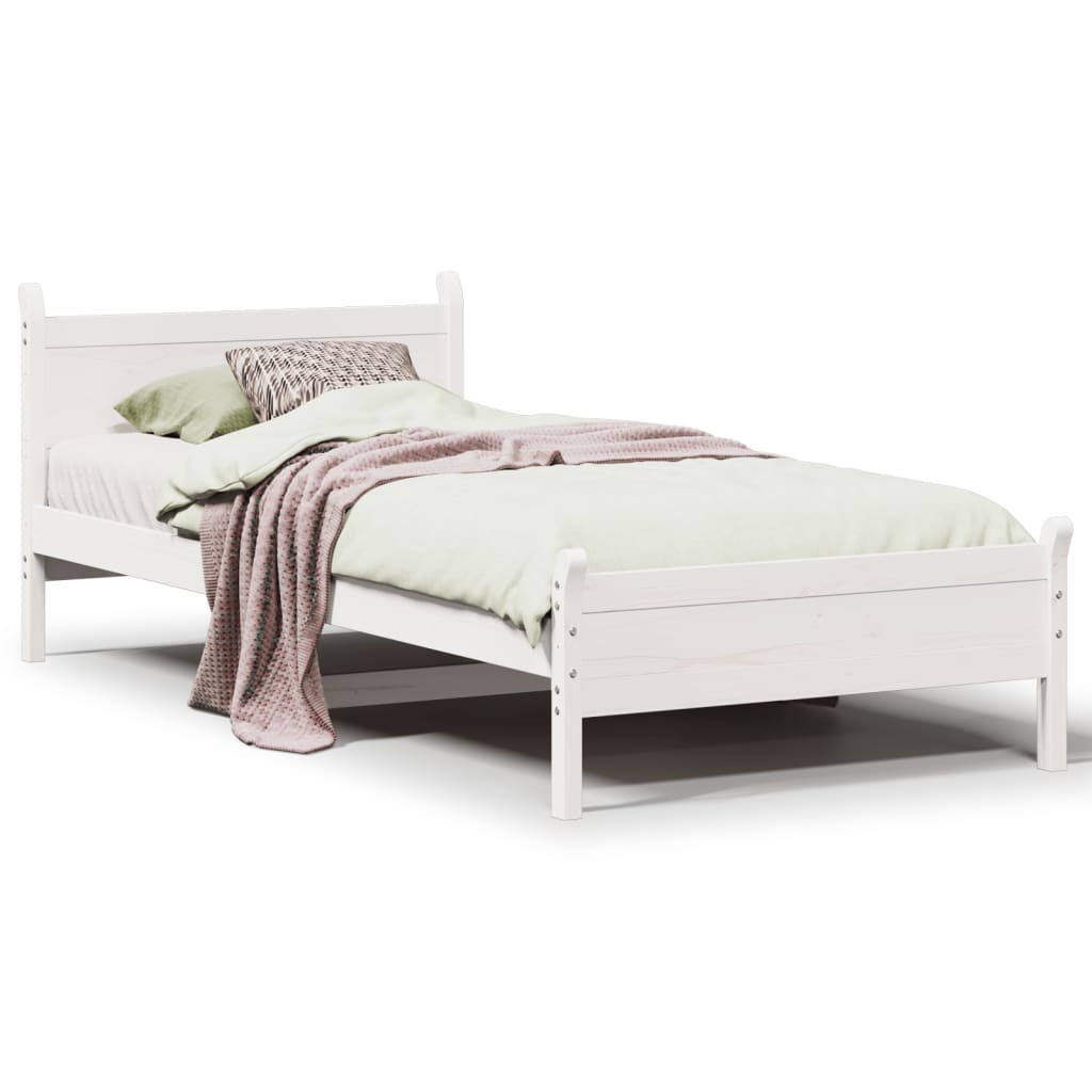 Bed Frame without Mattress White 100x200 cm Solid Wood Pine