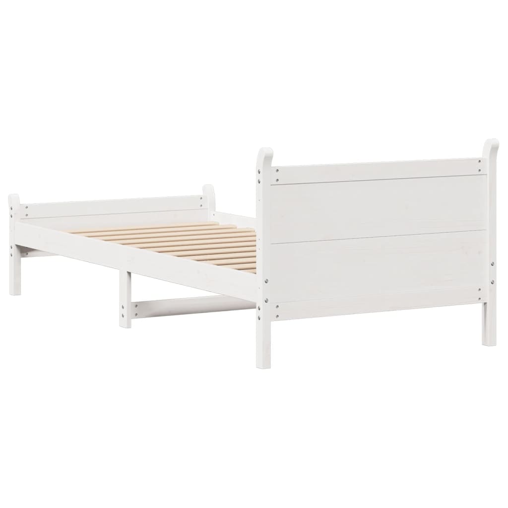 Bed Frame without Mattress White 100x200 cm Solid Wood Pine