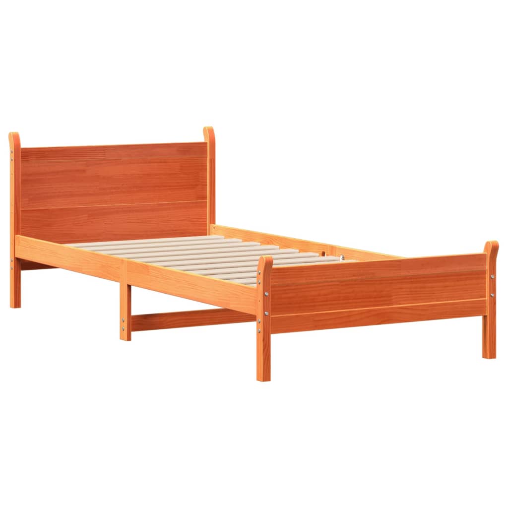 Bed Frame without Mattress Wax Brown 100x200 cm Solid Wood Pine