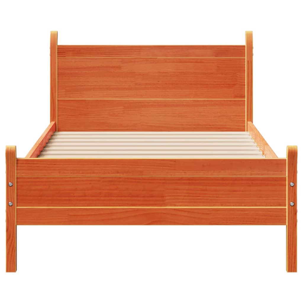 Bed Frame without Mattress Wax Brown 100x200 cm Solid Wood Pine