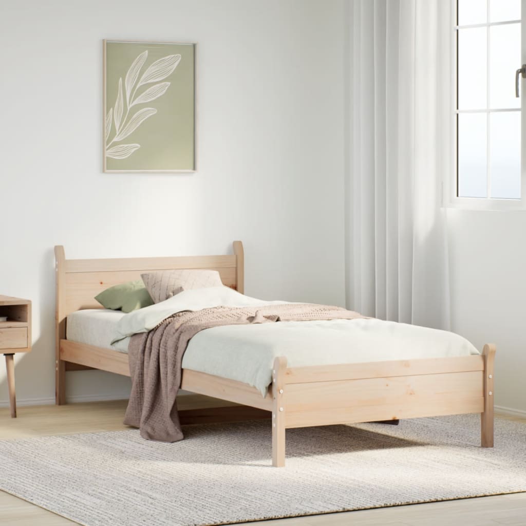 Bed Frame without Mattress 90x200 cm Solid Wood Pine