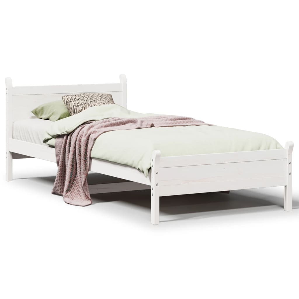 Bed Frame without Mattress White 90x200 cm Solid Wood Pine