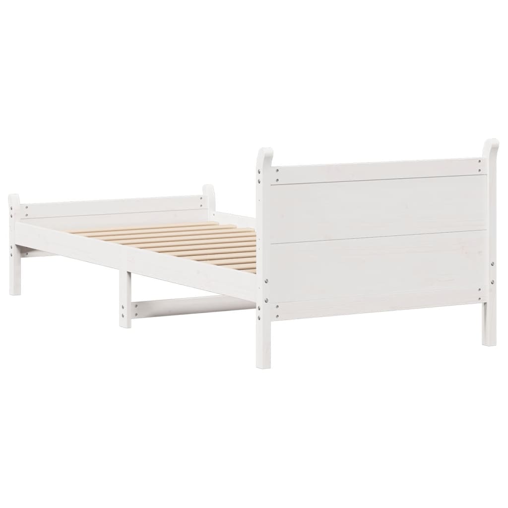 Bed Frame without Mattress White 90x200 cm Solid Wood Pine