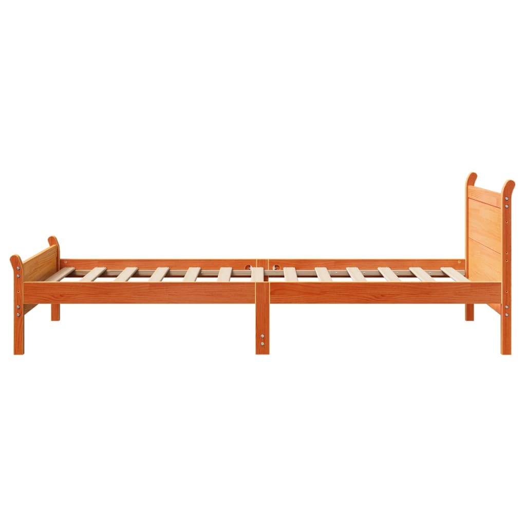 Bed Frame without Mattress Wax Brown 90x200 cm Solid Wood Pine