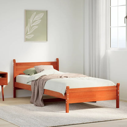 Bed Frame without Mattress Wax Brown 90x200 cm Solid Wood Pine