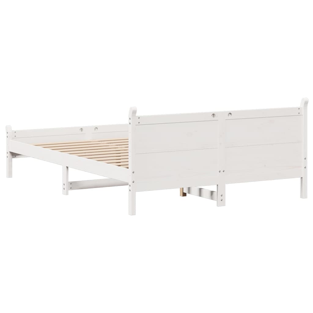 Bed Frame without Mattress White 135x190 cm Double Solid Wood Pine