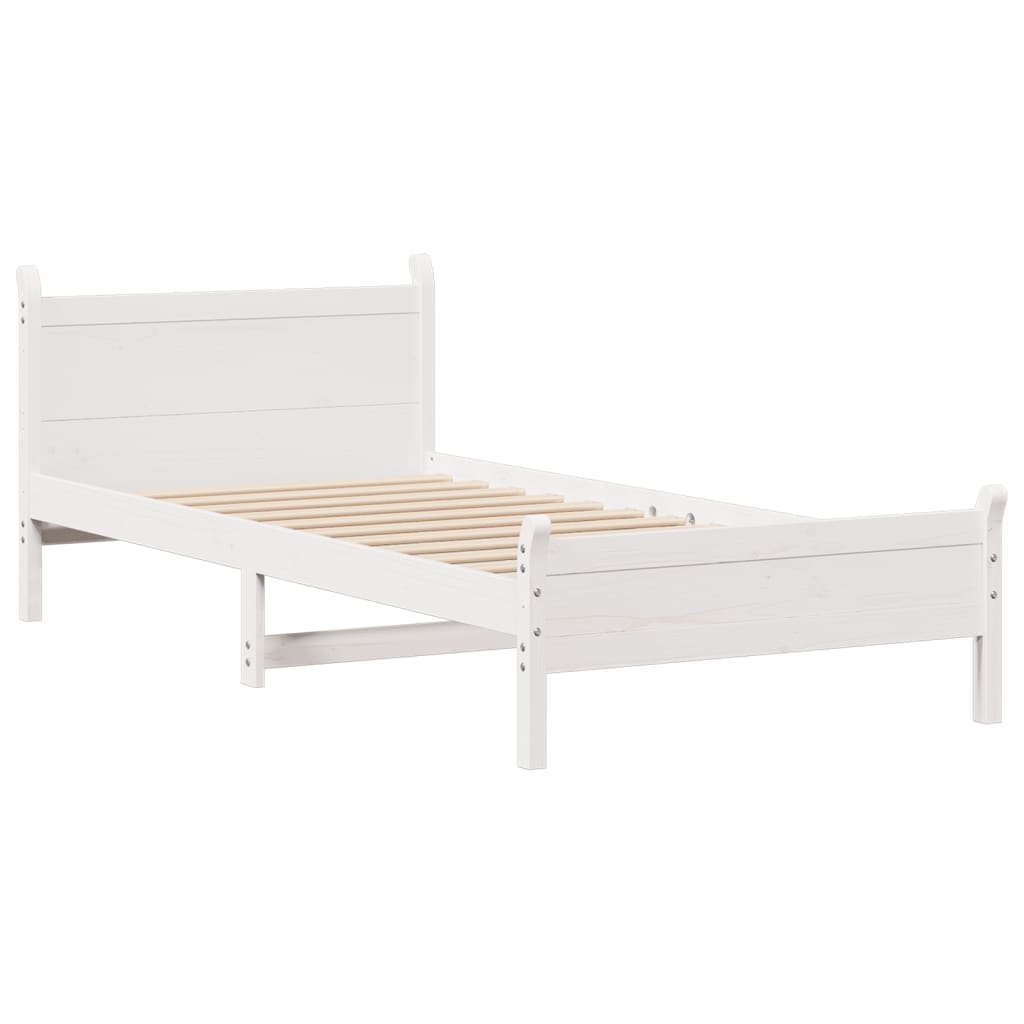 Bed Frame without Mattress White 90x190 cm Single Solid Wood Pine