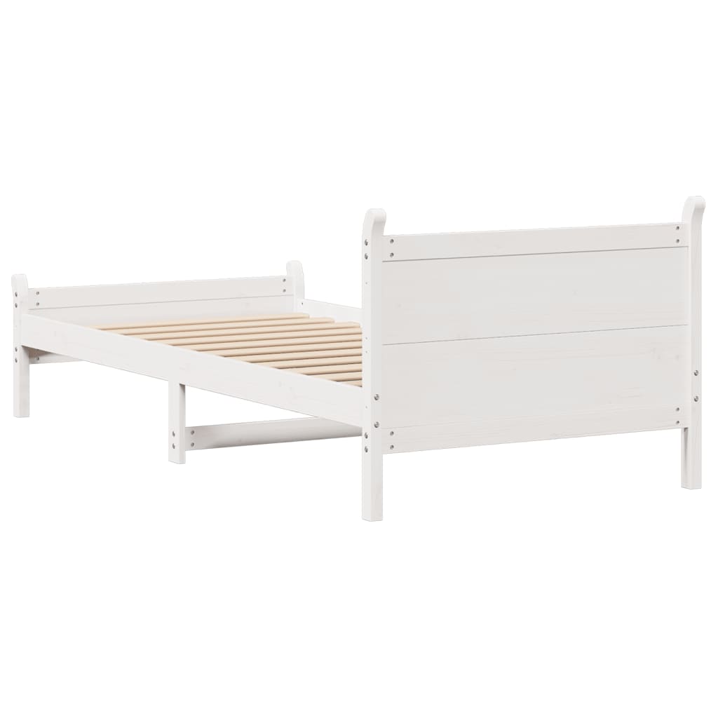 Bed Frame without Mattress White 90x190 cm Single Solid Wood Pine