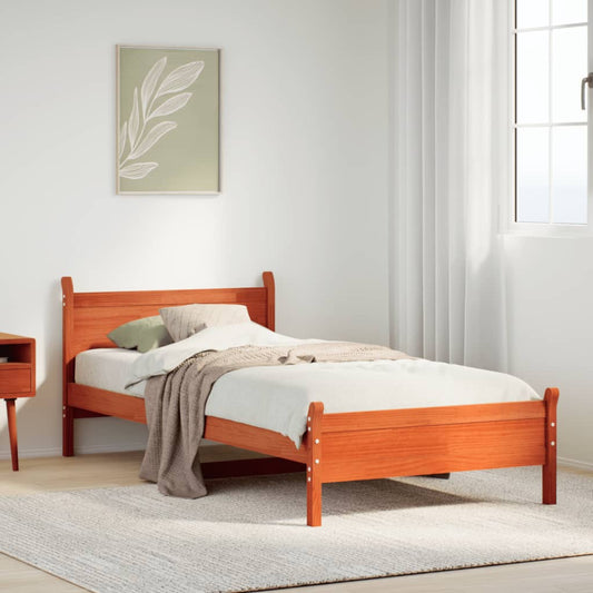 Bed Frame without Mattress Wax Brown 90x190 cm Single Solid Wood Pine