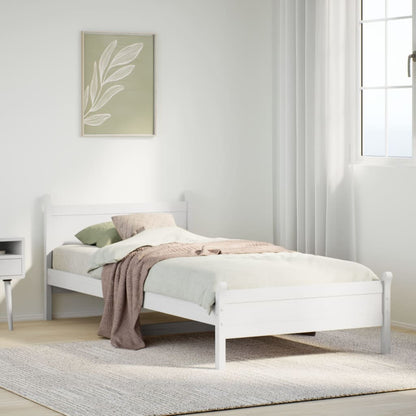 Bed Frame without Mattress White 75x190 cm Small Single Solid Wood Pine