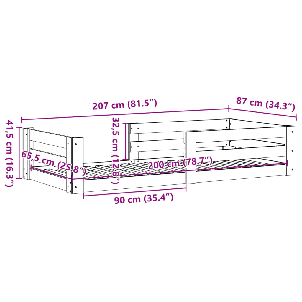 Bed Frame without Mattress White 80x200 cm Solid Wood Pine