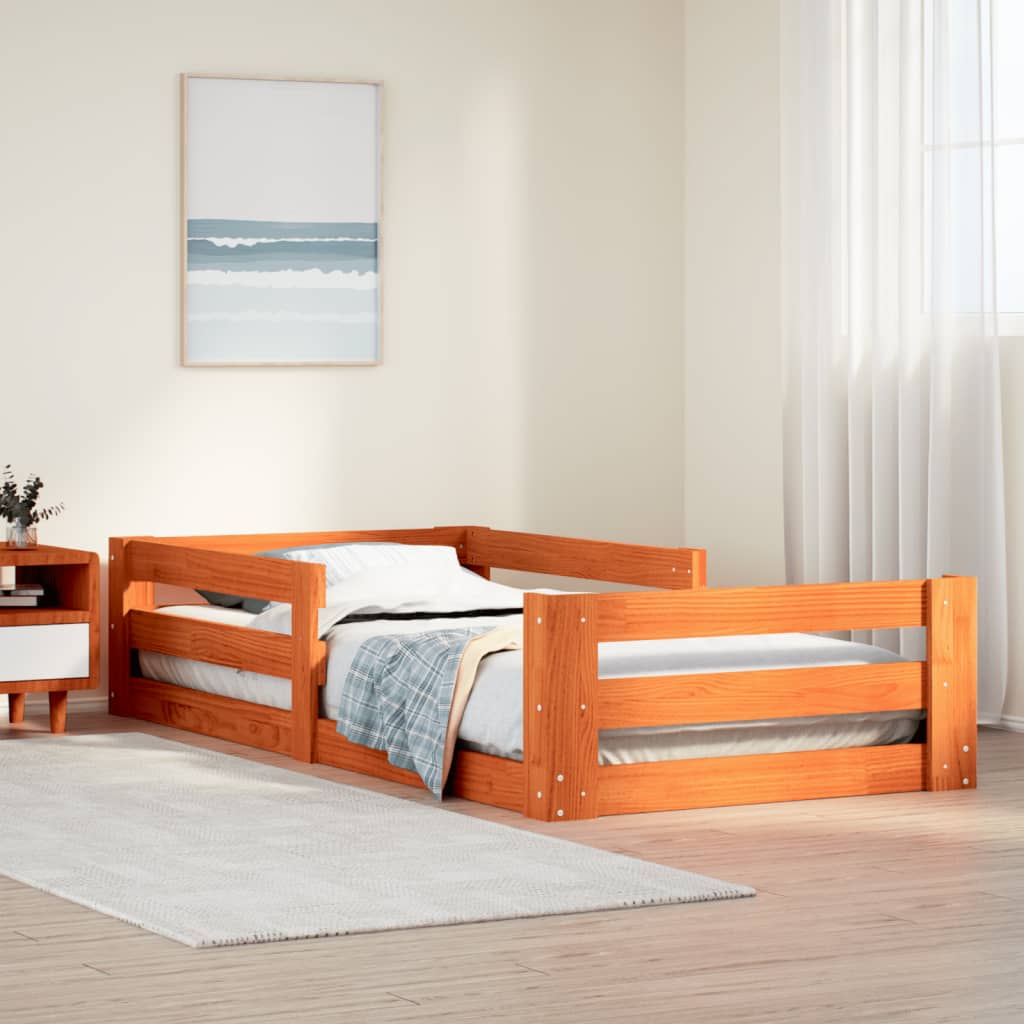 Bed Frame without Mattress Wax Brown 80x200 cm Solid Wood Pine