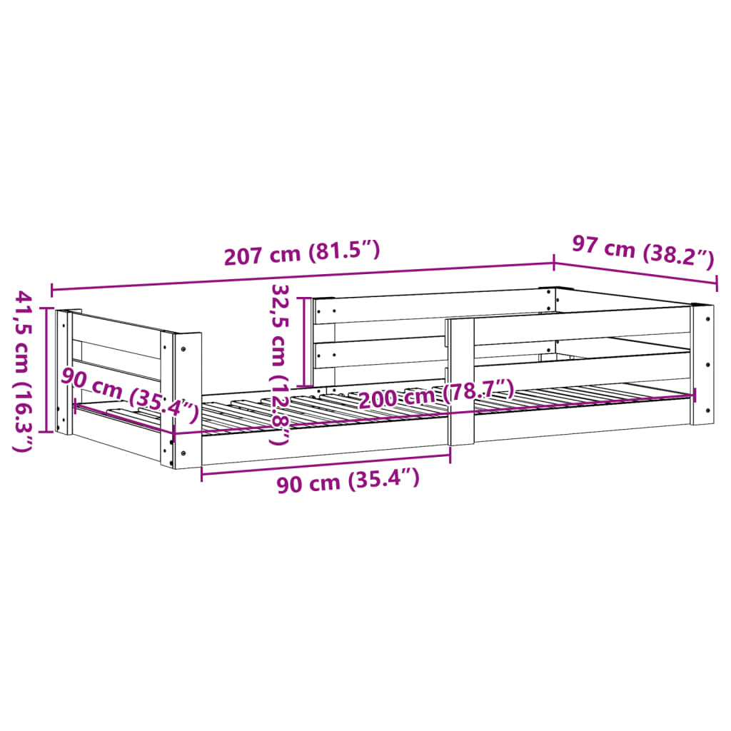 Bed Frame without Mattress White 90x200 cm Solid Wood Pine