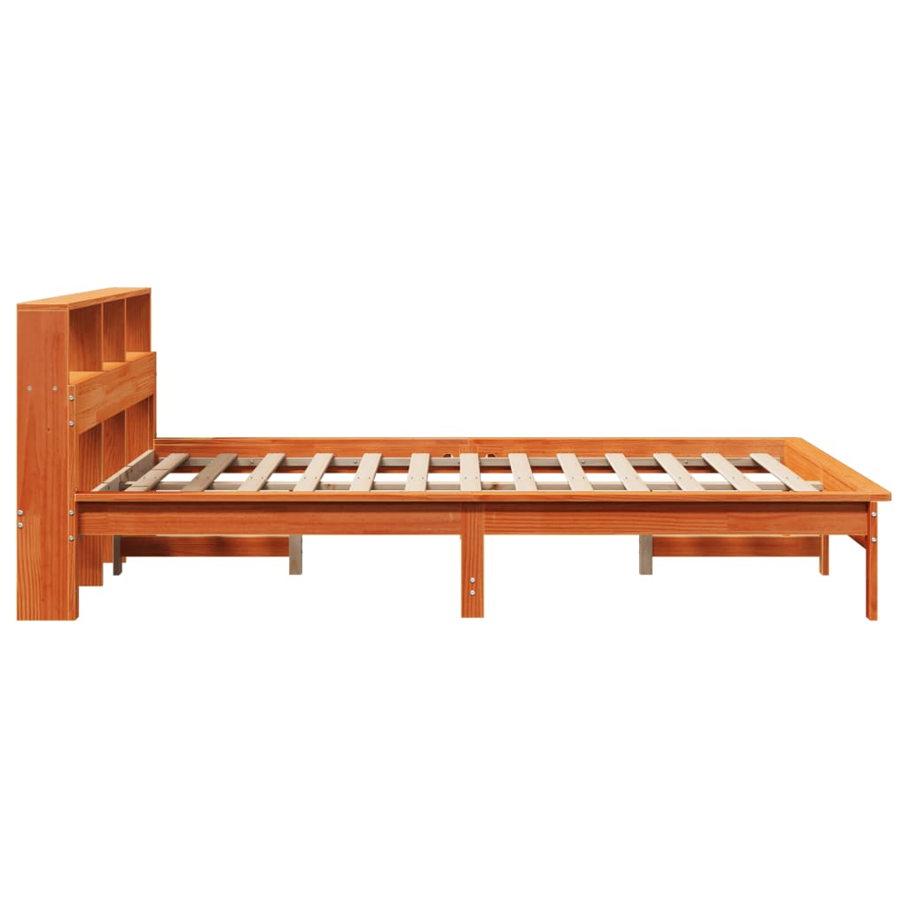 Bookcase Bed without Mattress Wax Brown 120x200 cm Solid Wood Pine