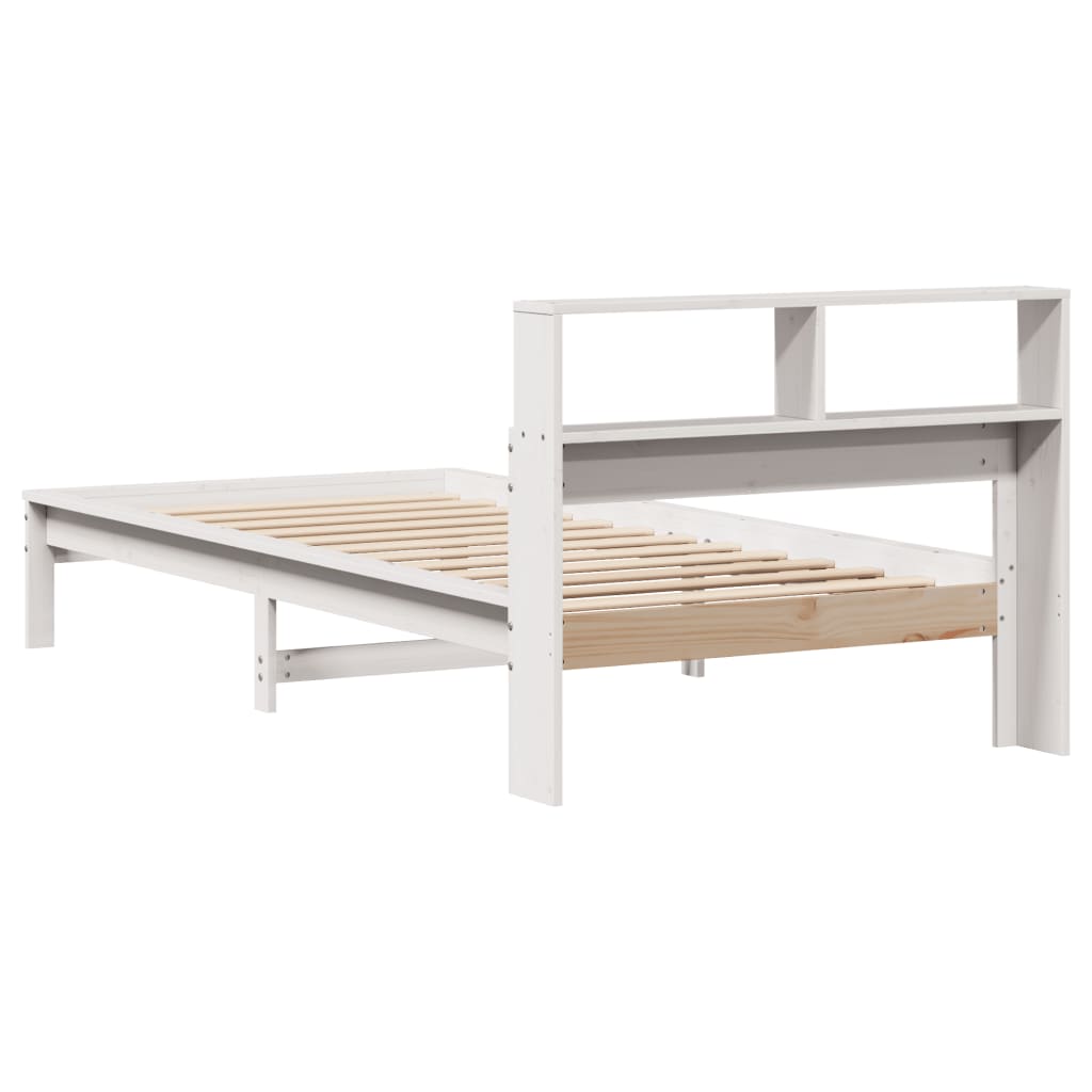 Bookcase Bed without Mattress White 90x200 cm Solid Wood Pine