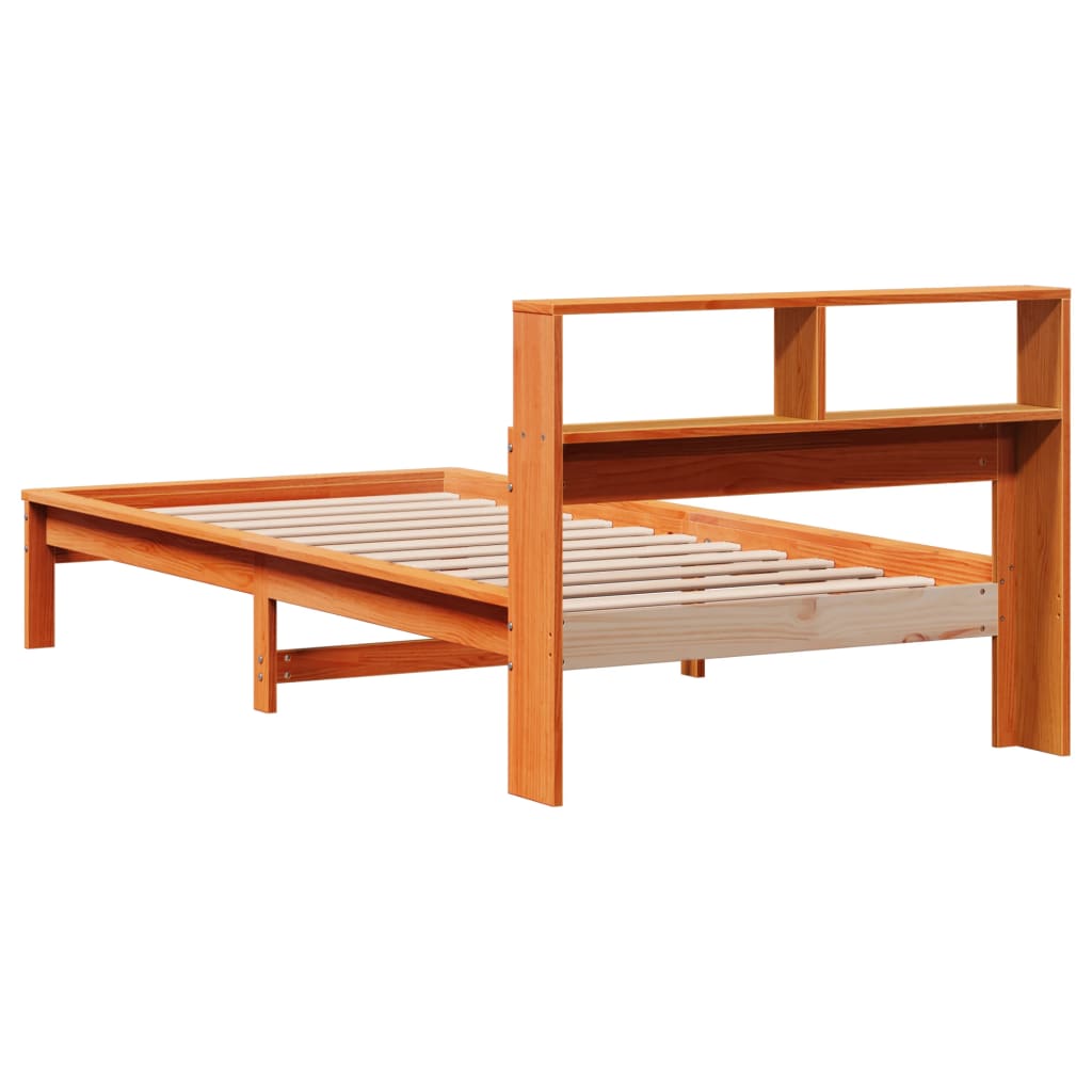 Bookcase Bed without Mattress Wax Brown 90x200 cm Solid Wood Pine