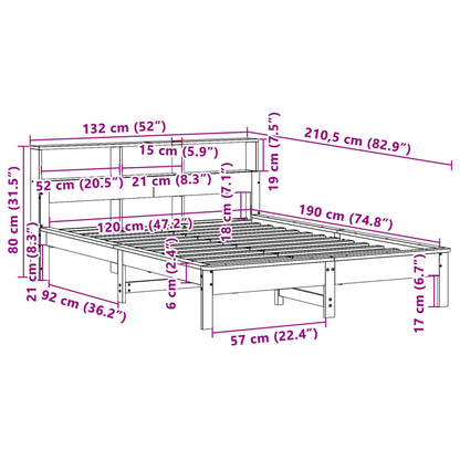 Bookcase Bed without Mattress White 120x190 cm Small Double Solid Wood Pine