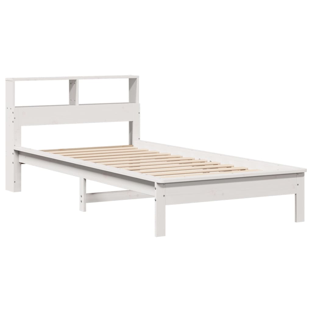 Bookcase Bed without Mattress White 90x190 cm Single Solid Wood Pine