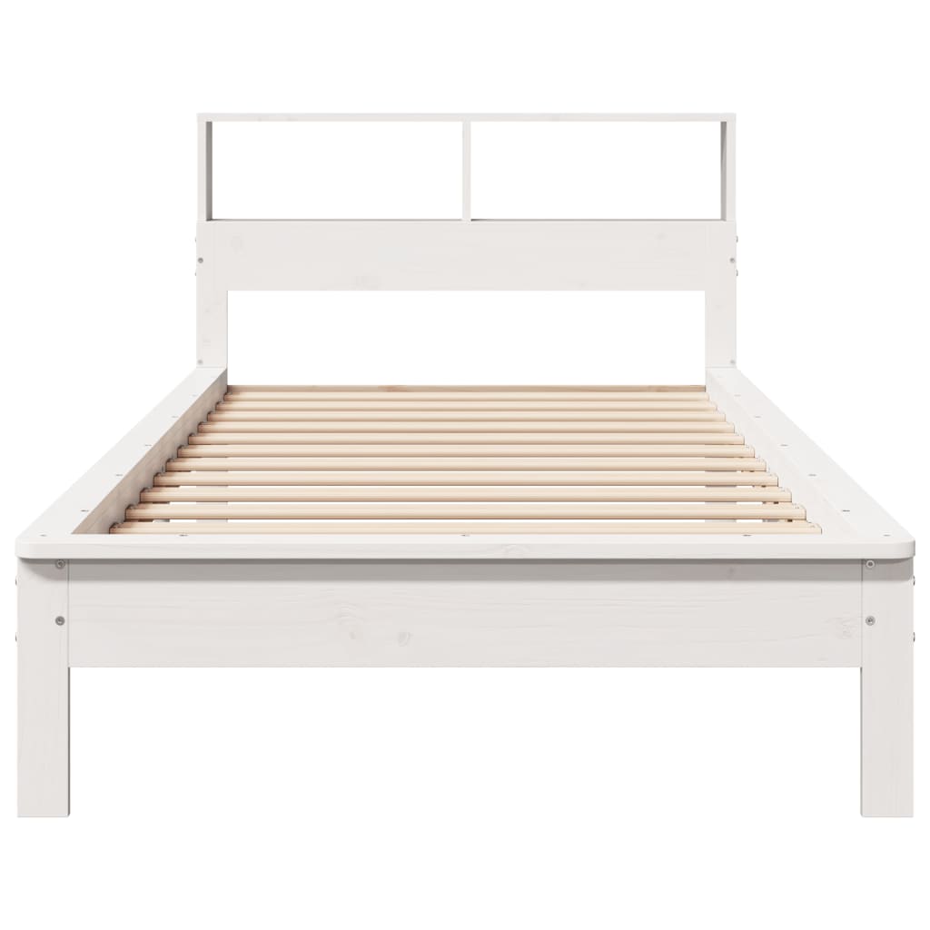 Bookcase Bed without Mattress White 90x190 cm Single Solid Wood Pine