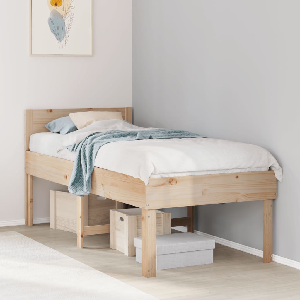 Bed Frame without Mattress 90x200 cm Solid Wood Pine