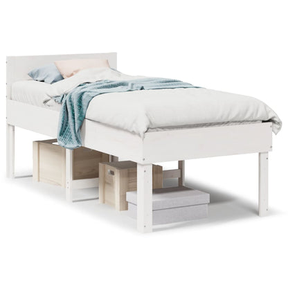 Bed Frame without Mattress White 90x200 cm Solid Wood Pine