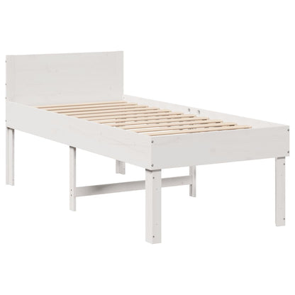 Bed Frame without Mattress White 90x200 cm Solid Wood Pine