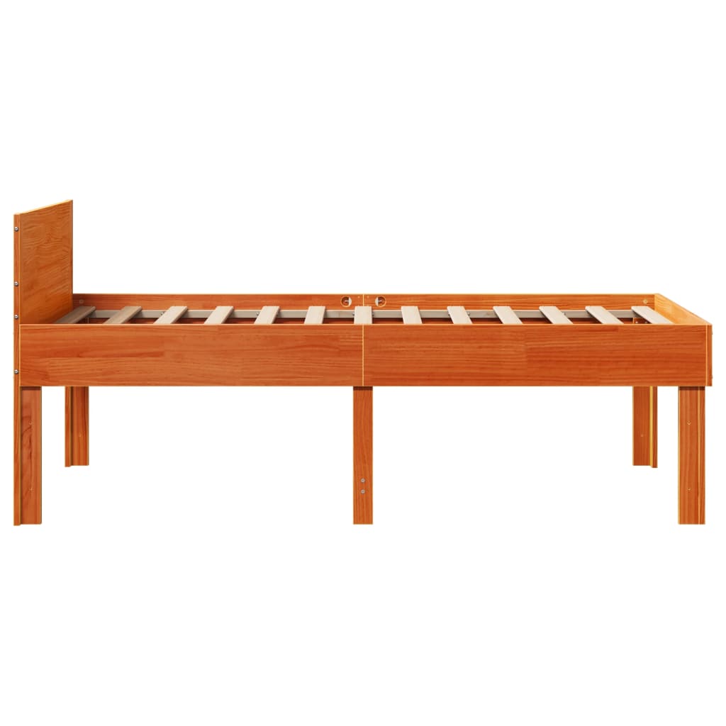 Bed Frame without Mattress Wax Brown 90x200 cm Solid Wood Pine