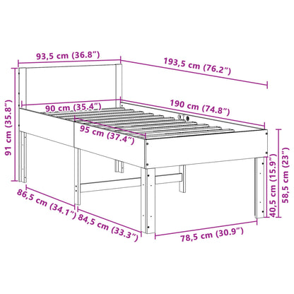 Bed Frame without Mattress 90x190 cm Single Solid Wood Pine