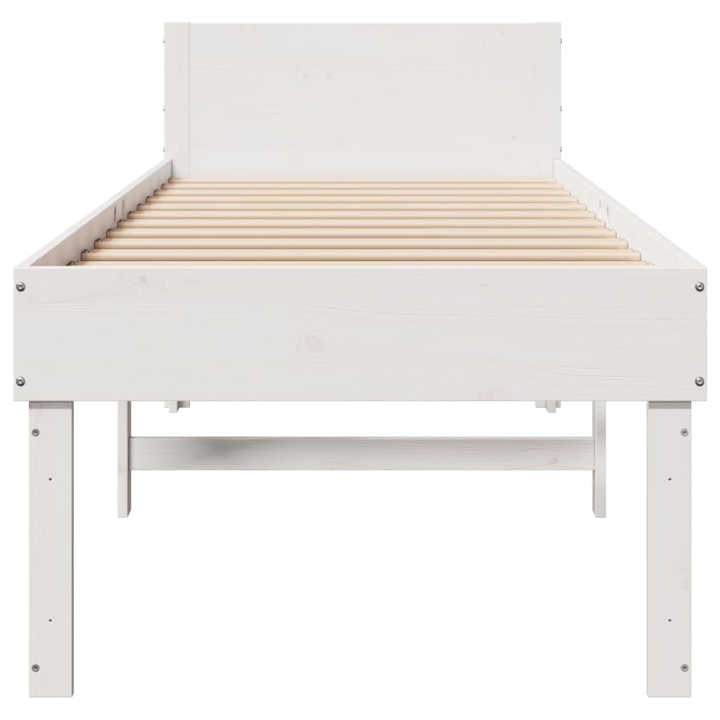 Bed Frame without Mattress White 90x190 cm Single Solid Wood Pine