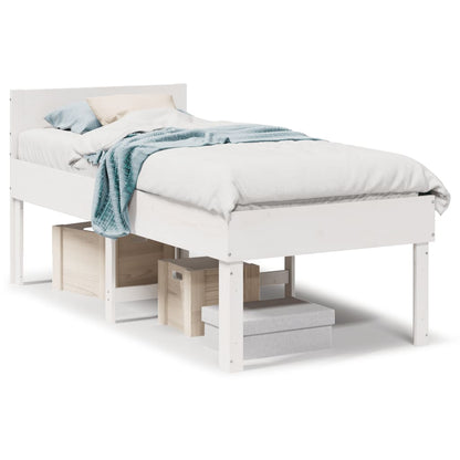 Bed Frame without Mattress White 75x190 cm Small Single Solid Wood Pine