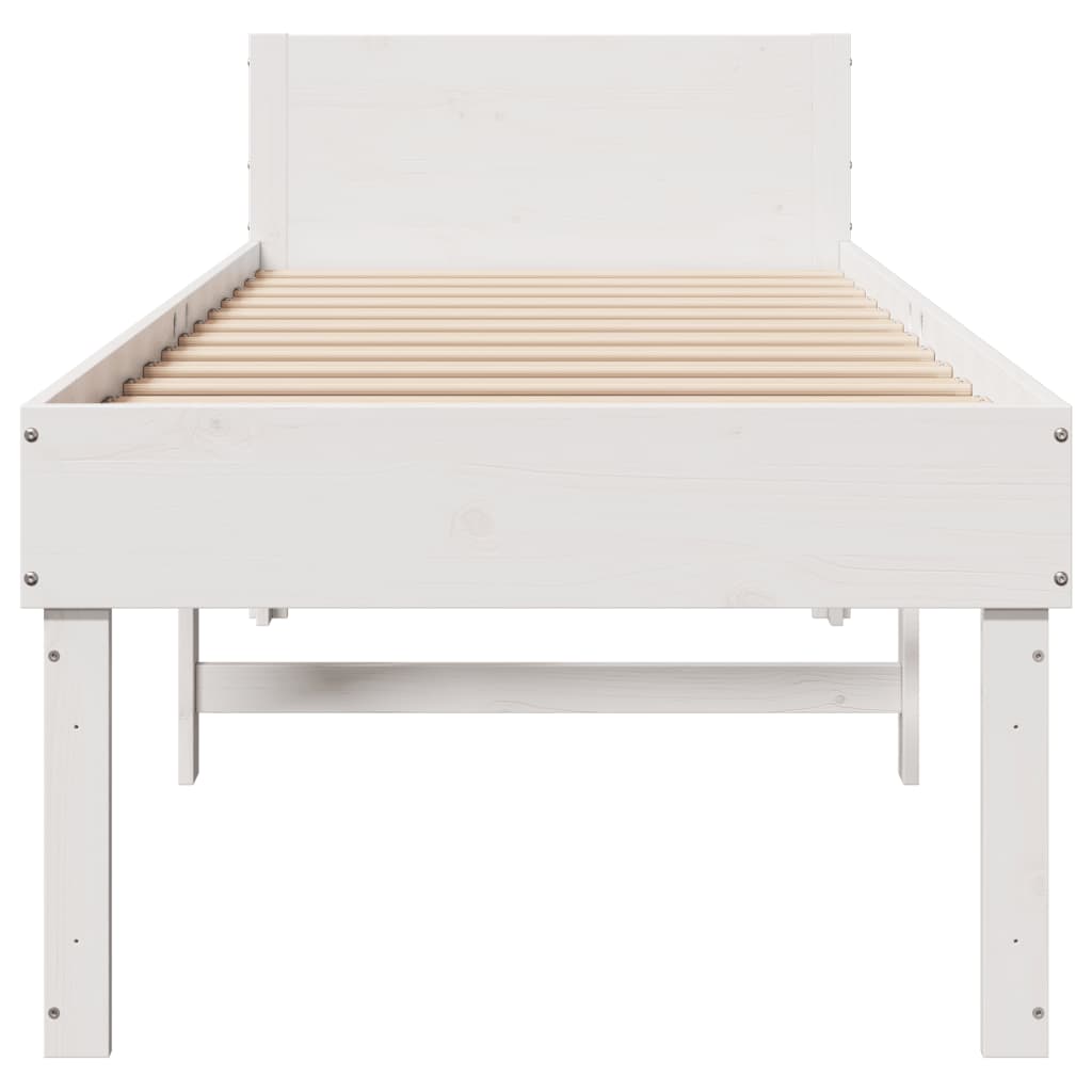 Bed Frame without Mattress White 75x190 cm Small Single Solid Wood Pine