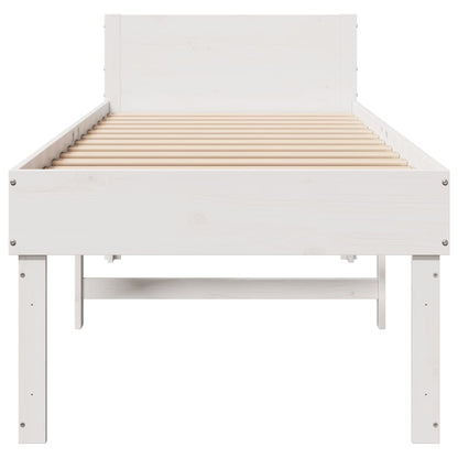 Bed Frame without Mattress White 75x190 cm Small Single Solid Wood Pine