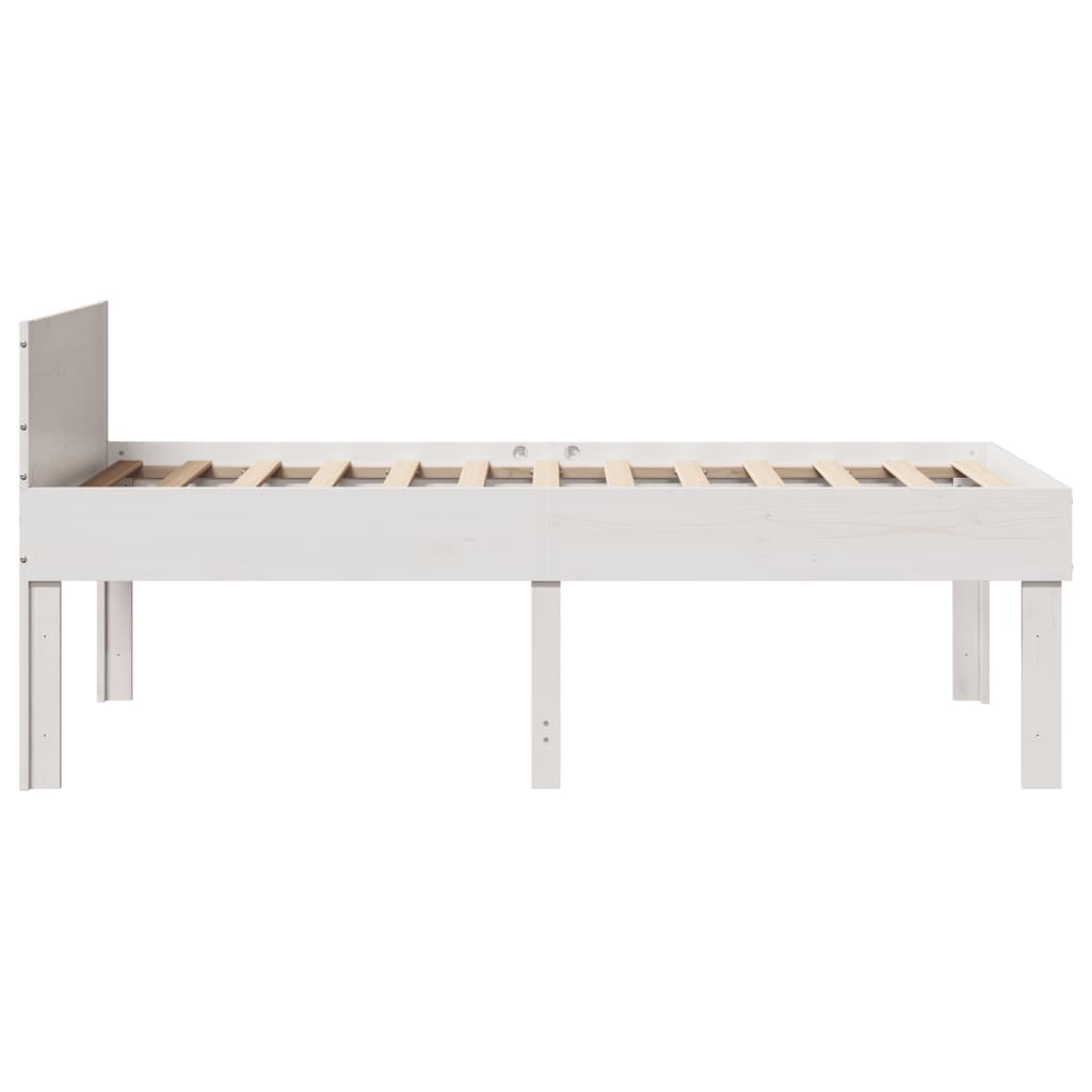 Bed Frame without Mattress White 75x190 cm Small Single Solid Wood Pine