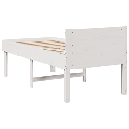 Bed Frame without Mattress White 75x190 cm Small Single Solid Wood Pine