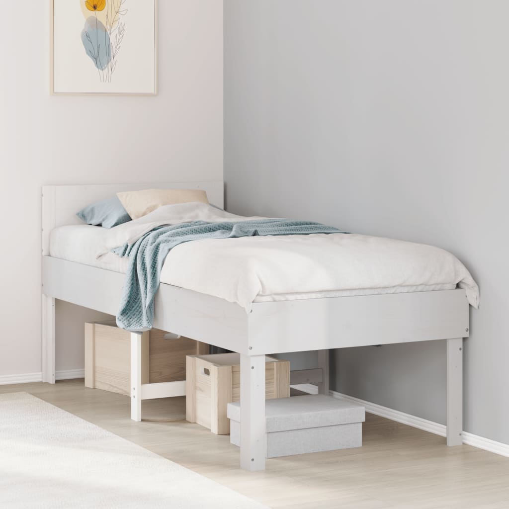 Bed Frame without Mattress White 75x190 cm Small Single Solid Wood Pine