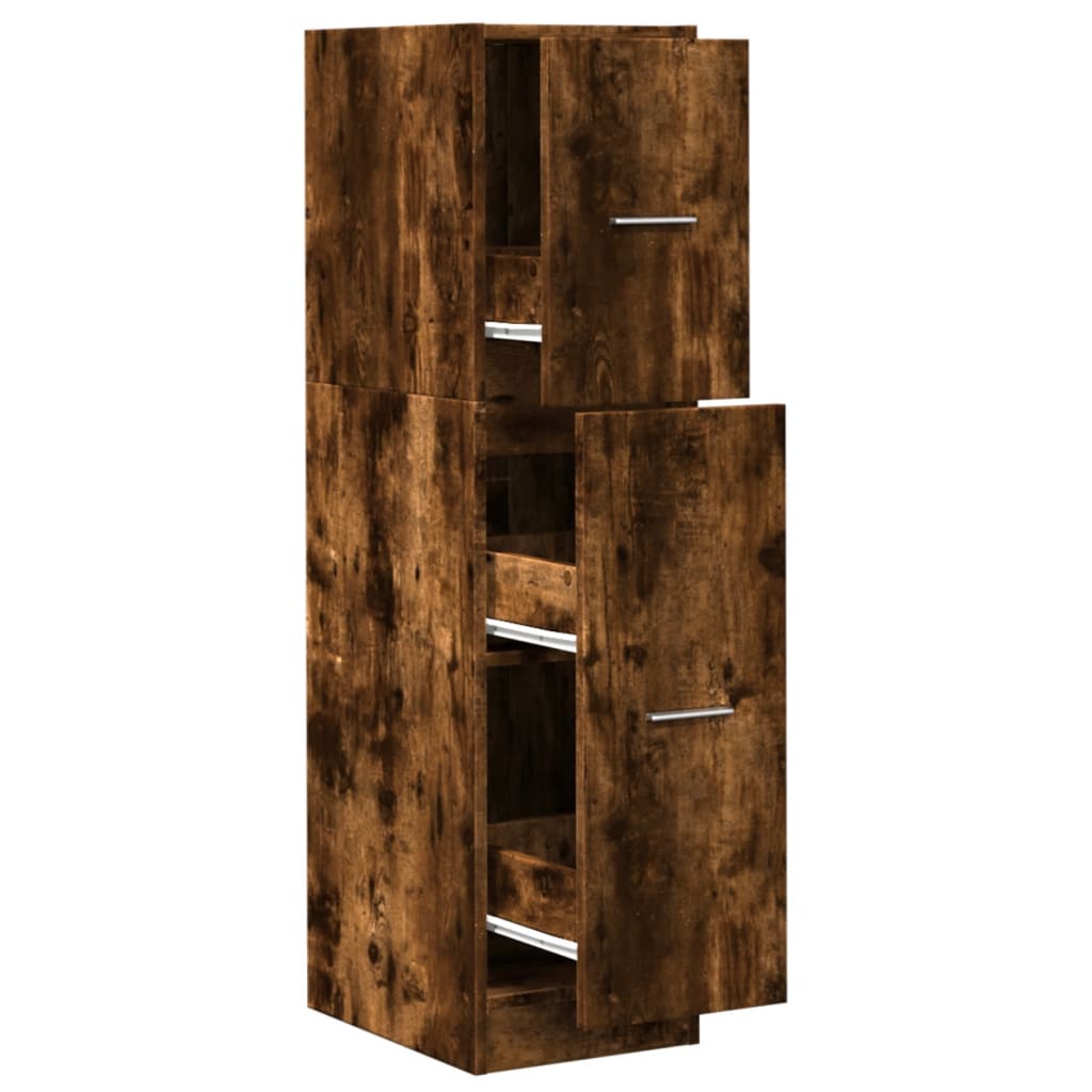 Apothecary Cabinet Smoked Oak 30x41x118 cm Engineered Wood