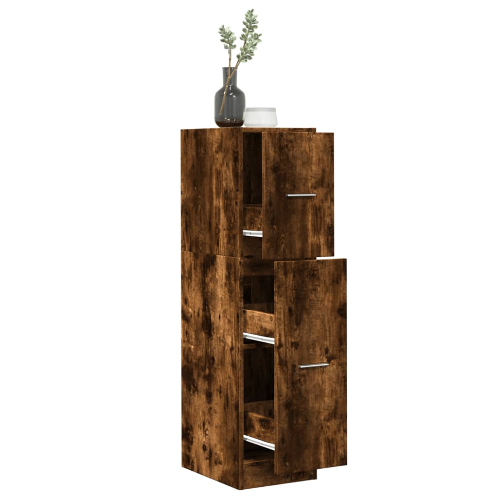 Apothecary Cabinet Smoked Oak 30x41x118 cm Engineered Wood