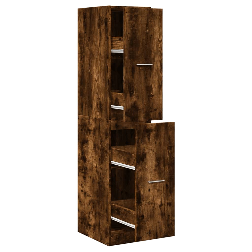 Apothecary Cabinet Smoked Oak 30x41x144.5 cm Engineered Wood