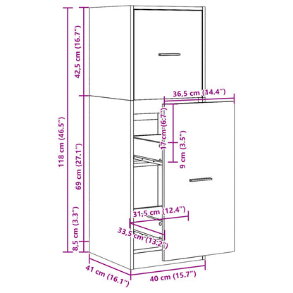 Apothecary Cabinet White 40x41x118 cm Engineered Wood