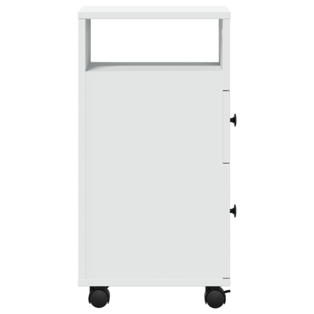 Narrow Bathroom Cabinet with Wheels White Engineered Wood