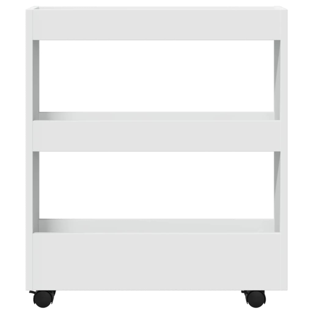 Narrow Storage Trolley 3 Tier White Engineered Wood