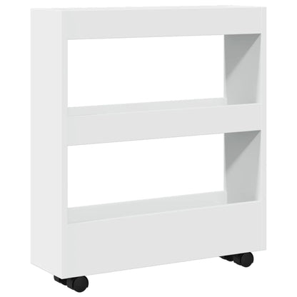 Narrow Storage Trolley 3 Tier White Engineered Wood