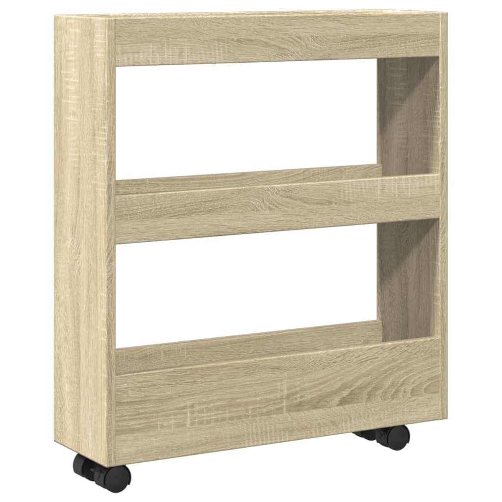 Narrow Storage Trolley 3 Tier Sonoma Oak Engineered Wood