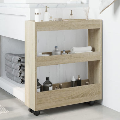 Narrow Storage Trolley 3 Tier Sonoma Oak Engineered Wood