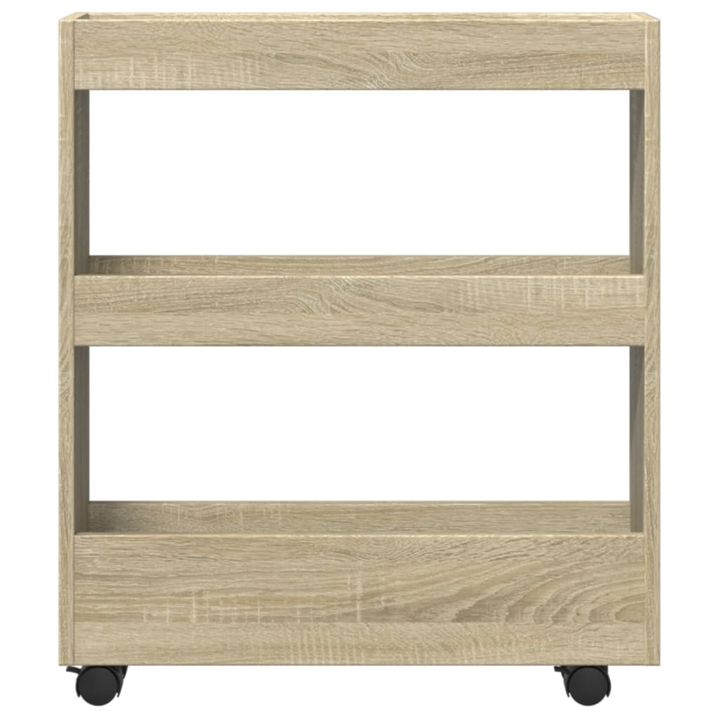 Narrow Storage Trolley 3 Tier Sonoma Oak Engineered Wood