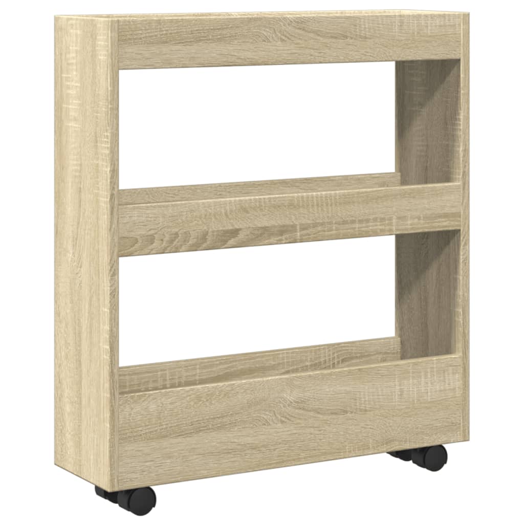 Narrow Storage Trolley 3 Tier Sonoma Oak Engineered Wood