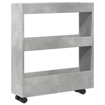 Narrow Storage Trolley 3 Tier Concrete Grey Engineered Wood