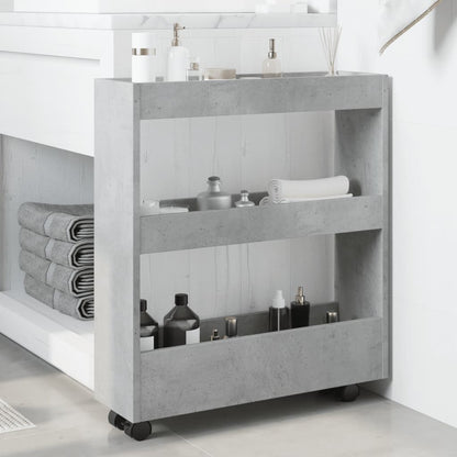 Narrow Storage Trolley 3 Tier Concrete Grey Engineered Wood