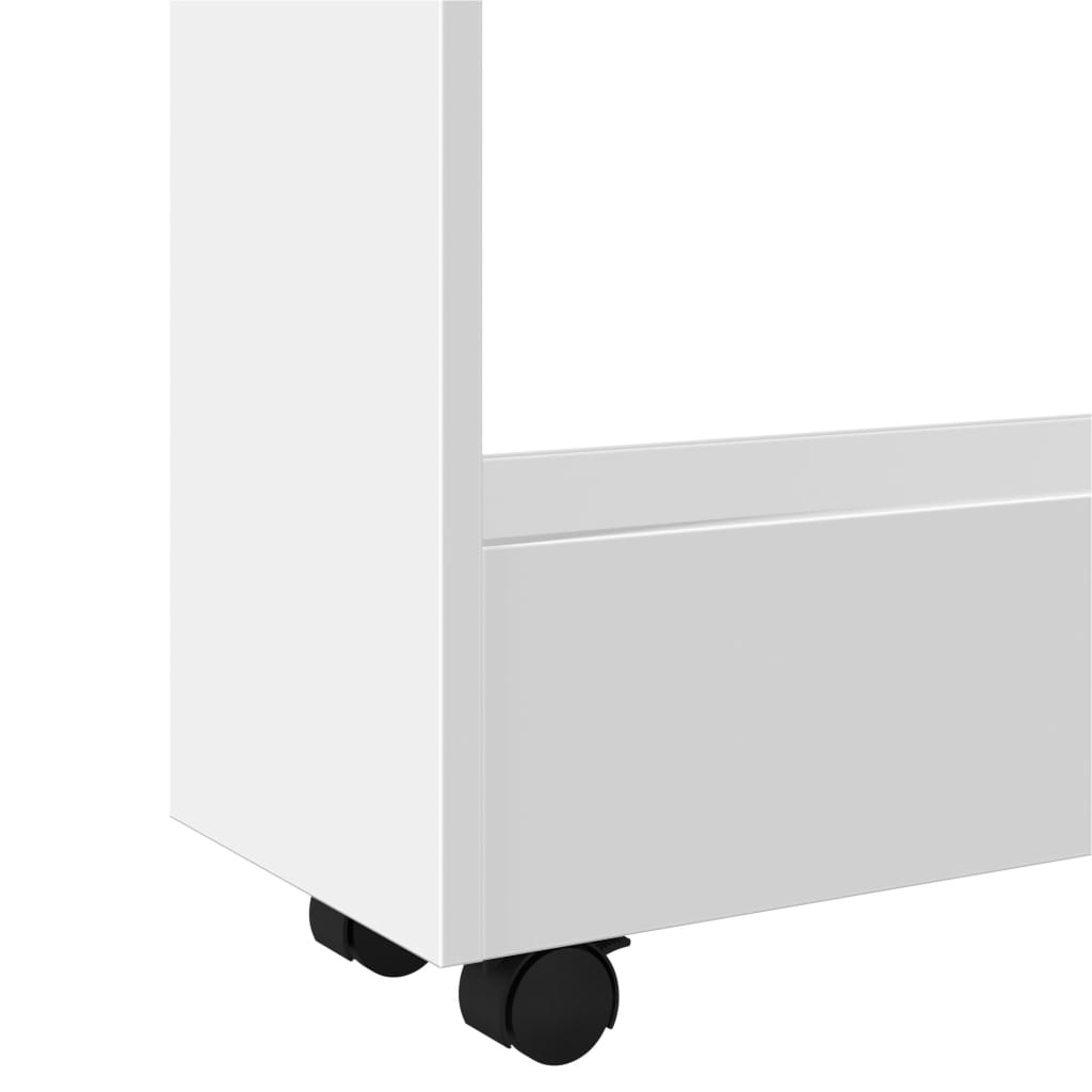 Narrow Storage Trolley 3 Tier White Engineered Wood